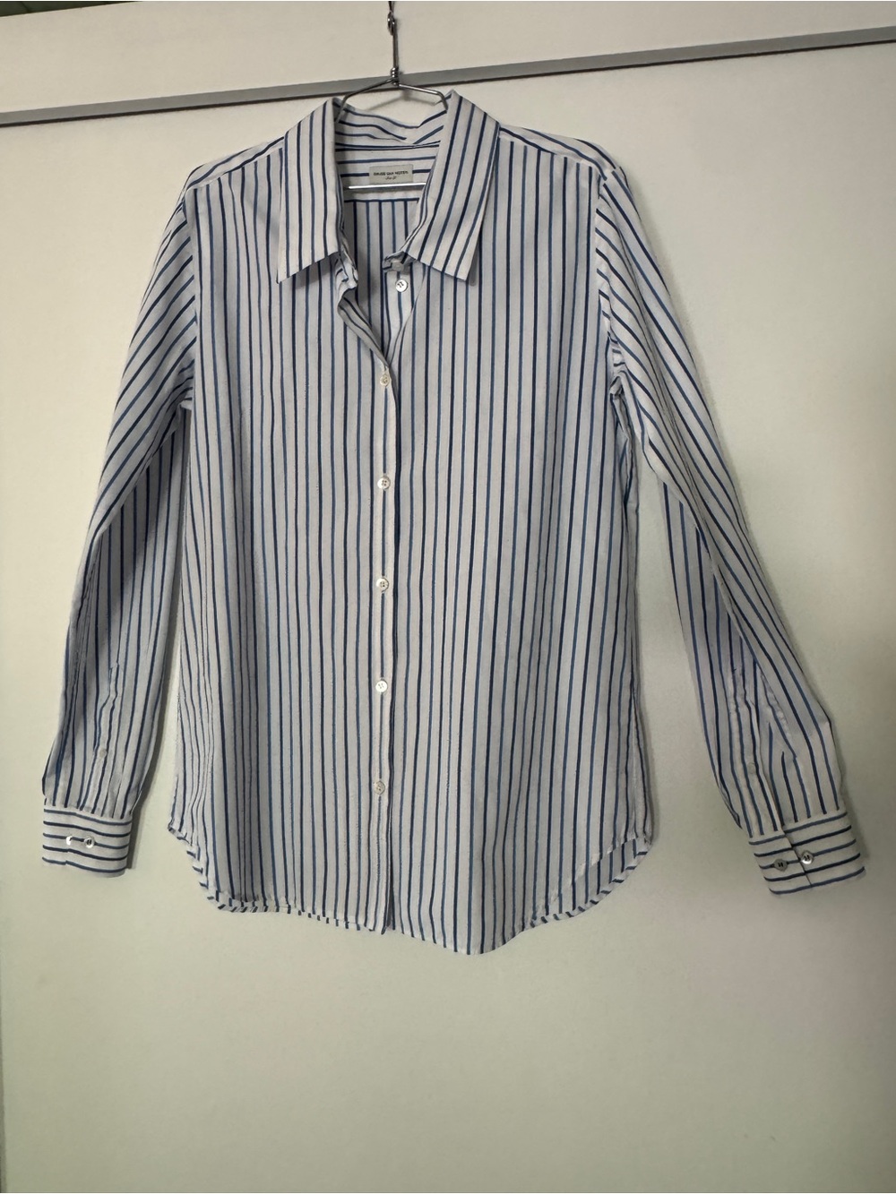 Dries Van Noten Women’s Blue & White Stripe Button-Up Blouse Size 6/8